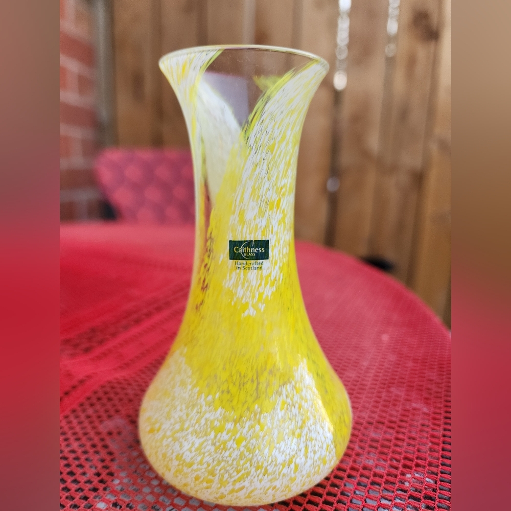 Signed Caithness Crystal Glass Vase